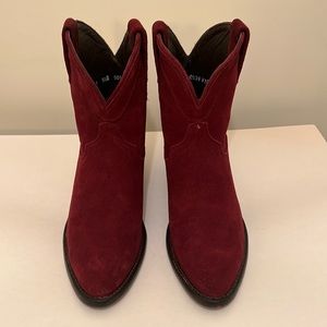 Tecovas cowgirl boots, wine suede, size 9.5B